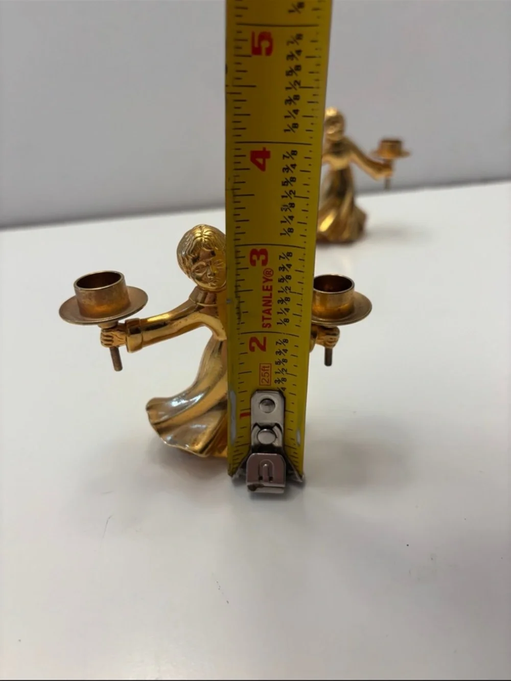 Brass Dancing Angel Double Candle Holder Pair